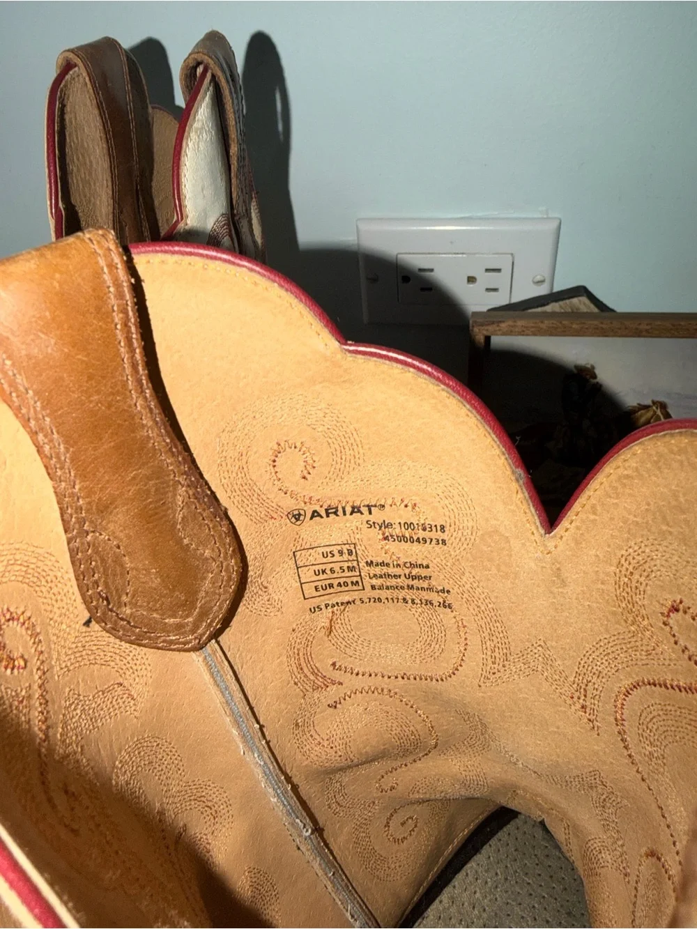 Ariat Brown Leather Cowboy Boots with Cream Embroidered Shaft